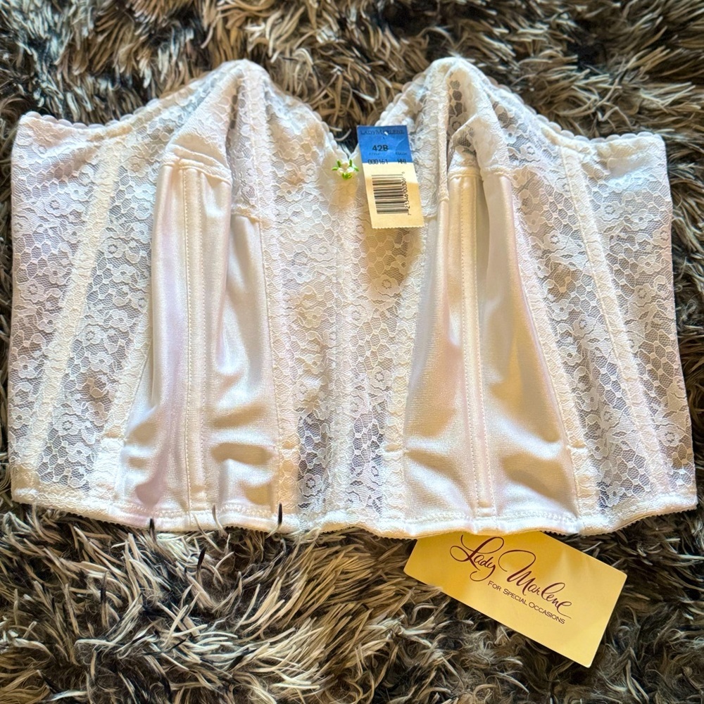 Lady Marlene Women’s Vintage 80’s White Strapless Corset Top NWT Size 42B​